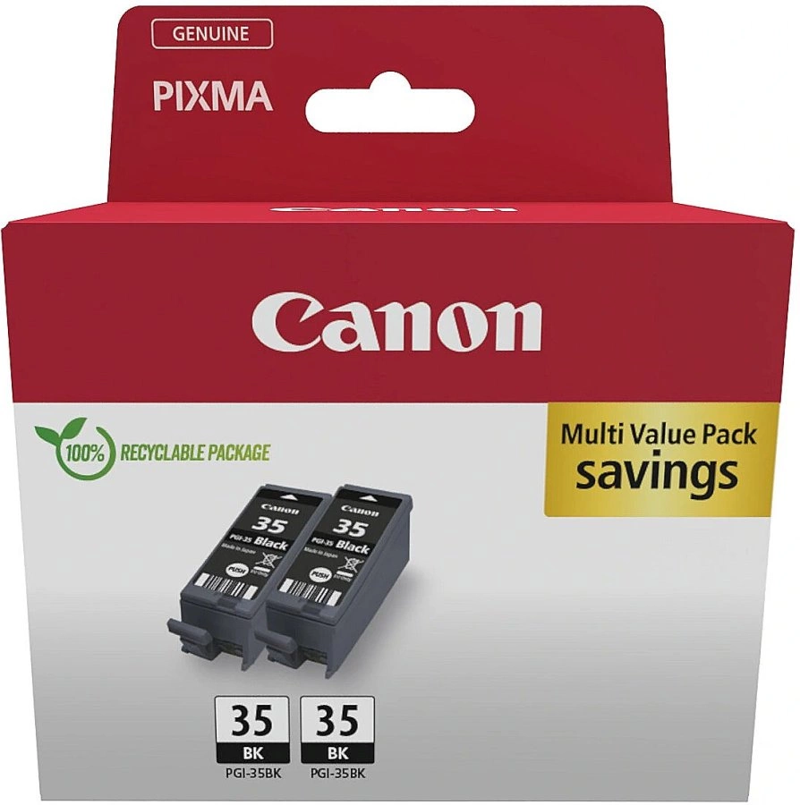 Картридж струйный Canon PGI-35 1509B029 черный печ.гол.в компл. двойная упак. (382стр.) (18.60мл) для Canon Pixma iP100