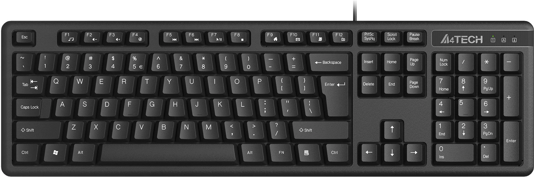 Клавиатура A4Tech KKS-3 черный USB кабель 1.5м