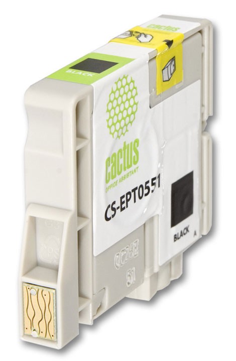 Картридж струйный Cactus CS-EPT0551 T0551 черный (10мл) для Epson Stylus RX520/Stylus Photo R240 с чипом