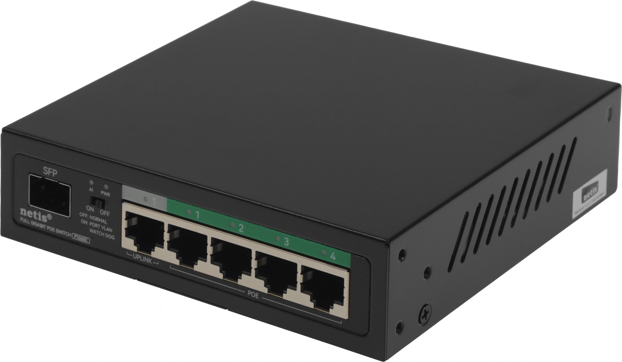 Коммутатор Netis P106GC (L2) 5x1Гбит/с 1SFP 4PoE 60W неуправляемый