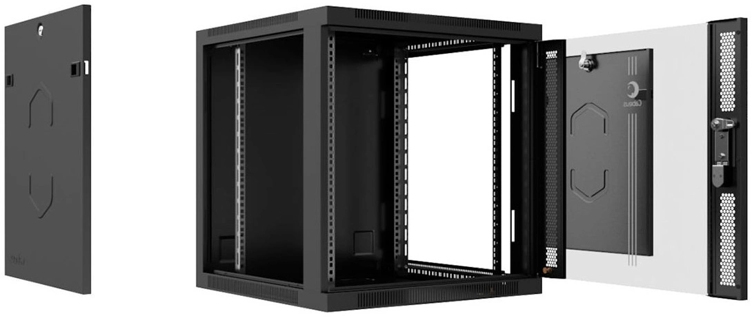Шкаф коммутационный Cabeus (SH-05F-12U60/45-R-BK) настенный 12U 600x450мм пер.дв.стекл 50кг черный 390мм 25кг 220град. 635мм IP20 сталь