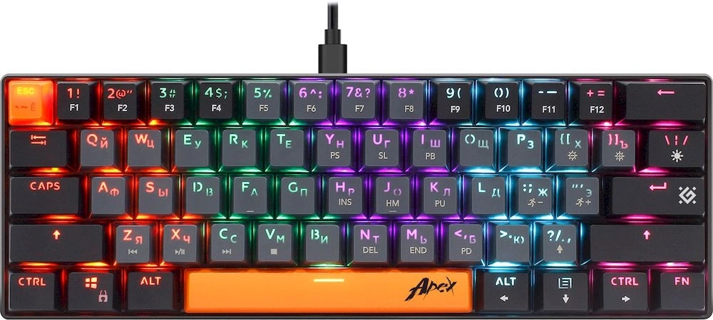 Клавиатура Defender Apex GK-002 механическая черный USB Multimedia for gamer для ноутбука LED (45002)