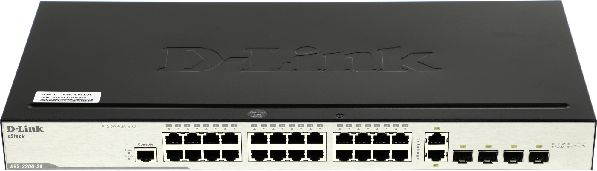 Коммутатор D-Link DES-3200-28/C1A (L2) 24x100Мбит/с 2xКомбо(1000BASE-T/SFP) 2SFP управляемый