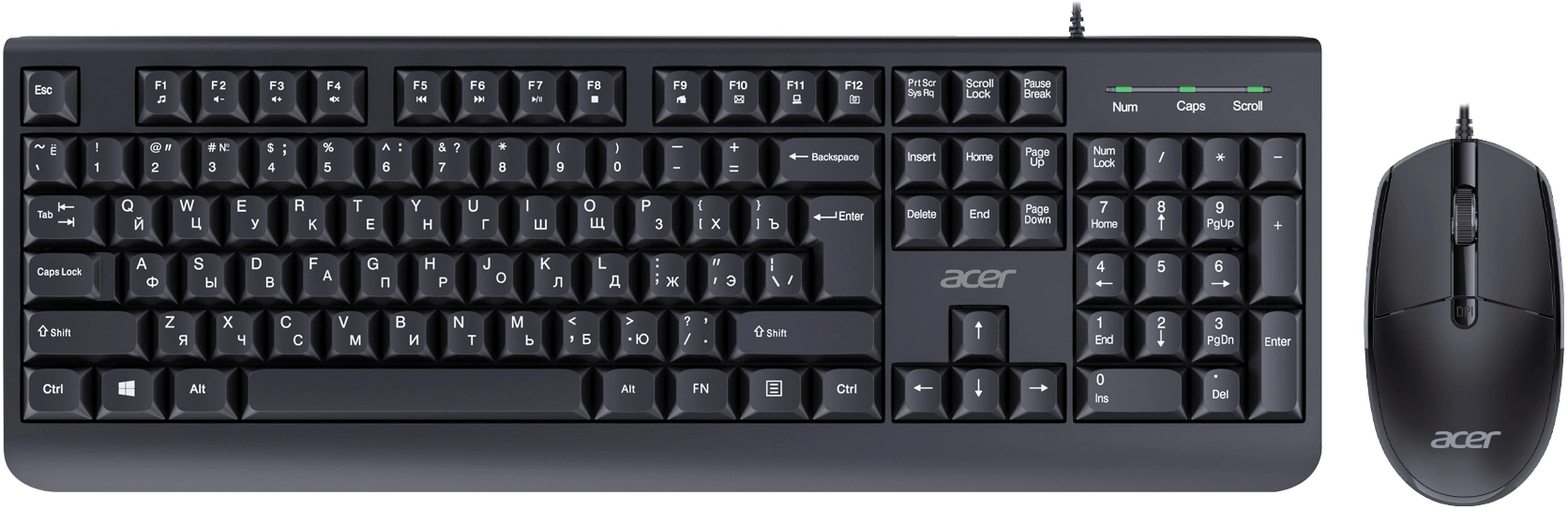 Клавиатура + мышь Acer OCC400 клав:черный мышь:черный USB (ZL.ACCCC.015)