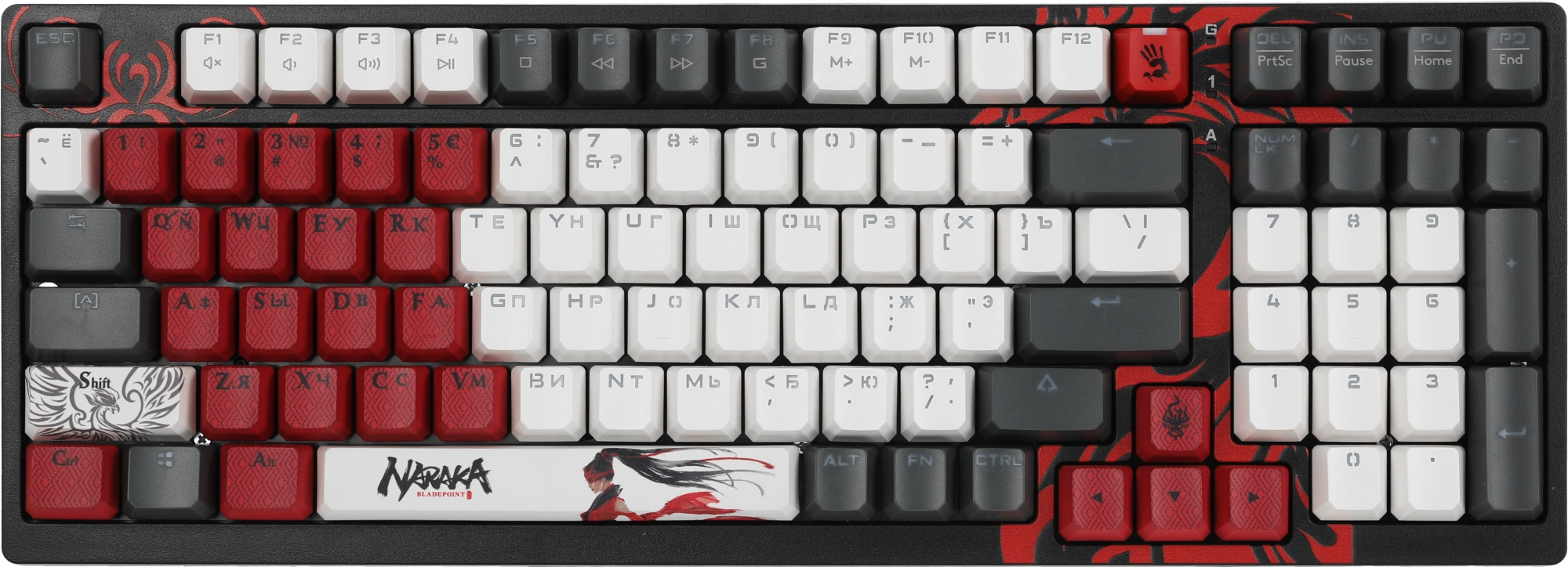 Клавиатура A4Tech S98 Naraka механическая черный/красный USB for gamer LED кабель 1.8м