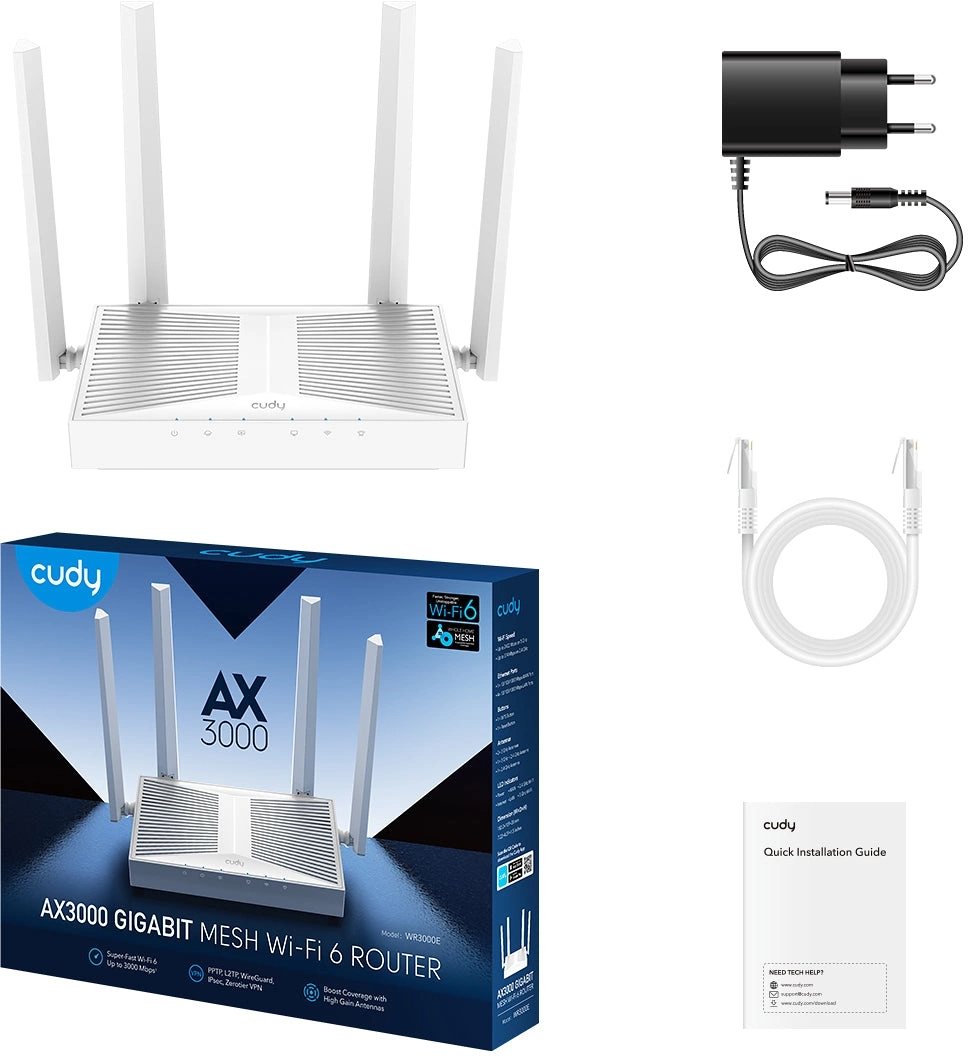 Роутер беспроводной Cudy WR3000E AX3000 10/100/1000BASE-TX белый