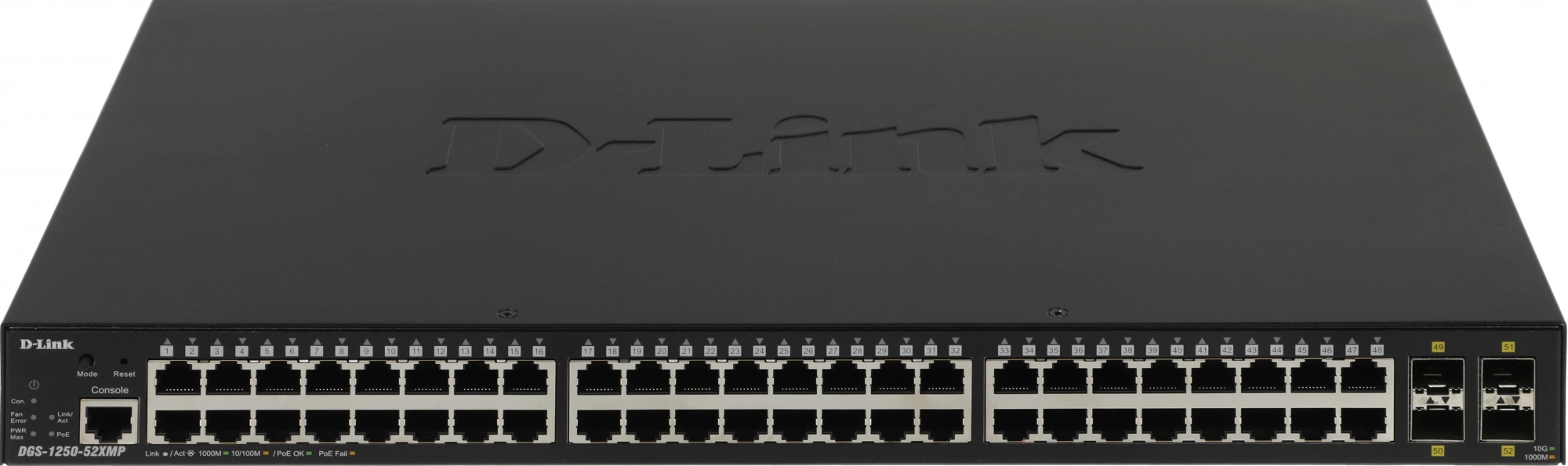 Коммутатор D-Link DGS-1250-52XMP/A1A (L2) 48x1Гбит/с 4SFP+ 48PoE+ 370W управляемый