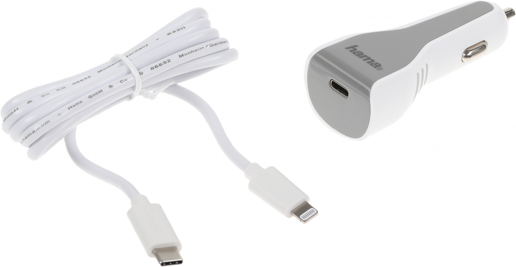 Автомобильное зар./устр. Hama H-183317 30W 3A (PD) USB Type-C для Apple белый (00183317)