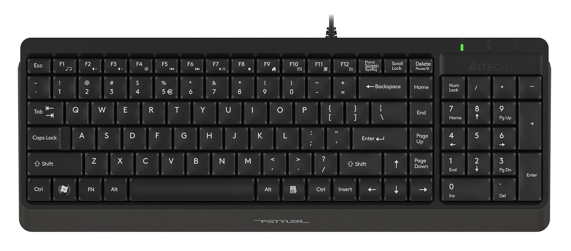 Клавиатура A4Tech FK15 черный USB (FK15 BLACK) кабель 1.5м
