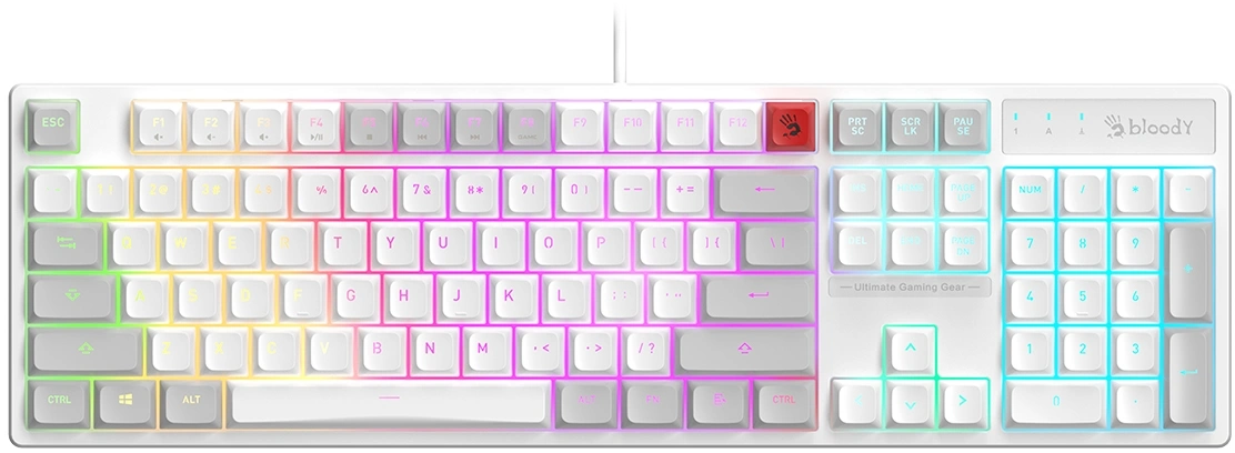 Клавиатура A4Tech Bloody B230N белый USB Multimedia for gamer LED (B230N)