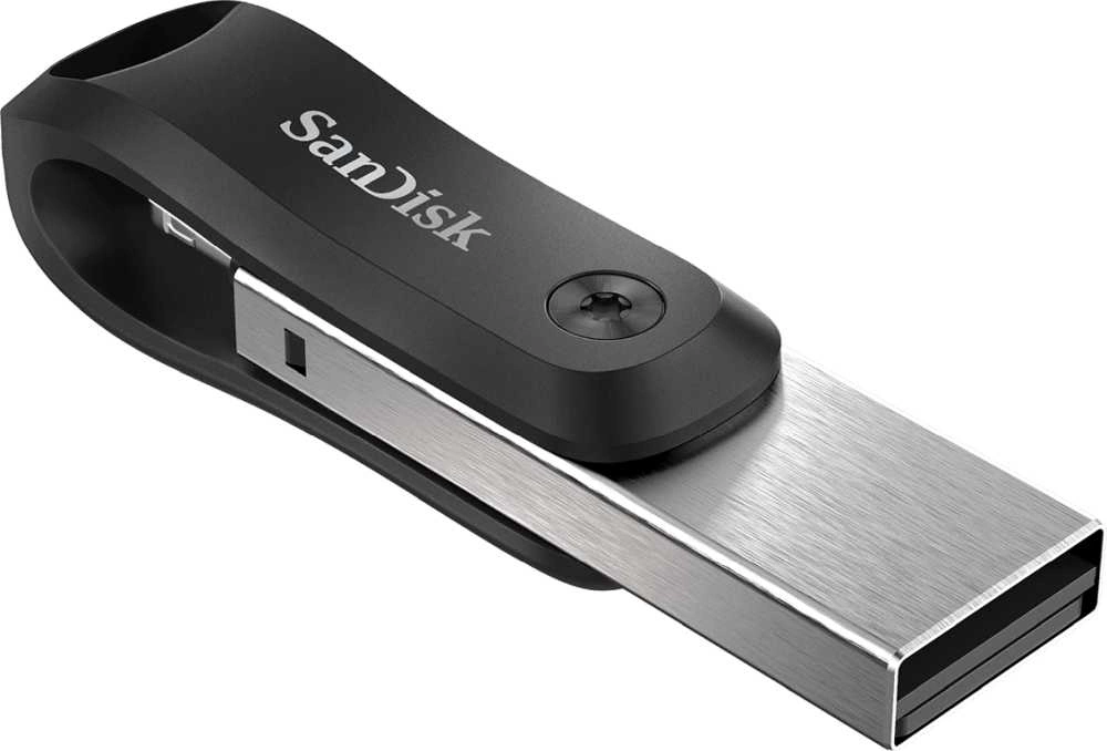Флеш Диск Sandisk 64GB iXpand Go SDIX60N-064G-GN6NN USB3.0 черный/серебристый