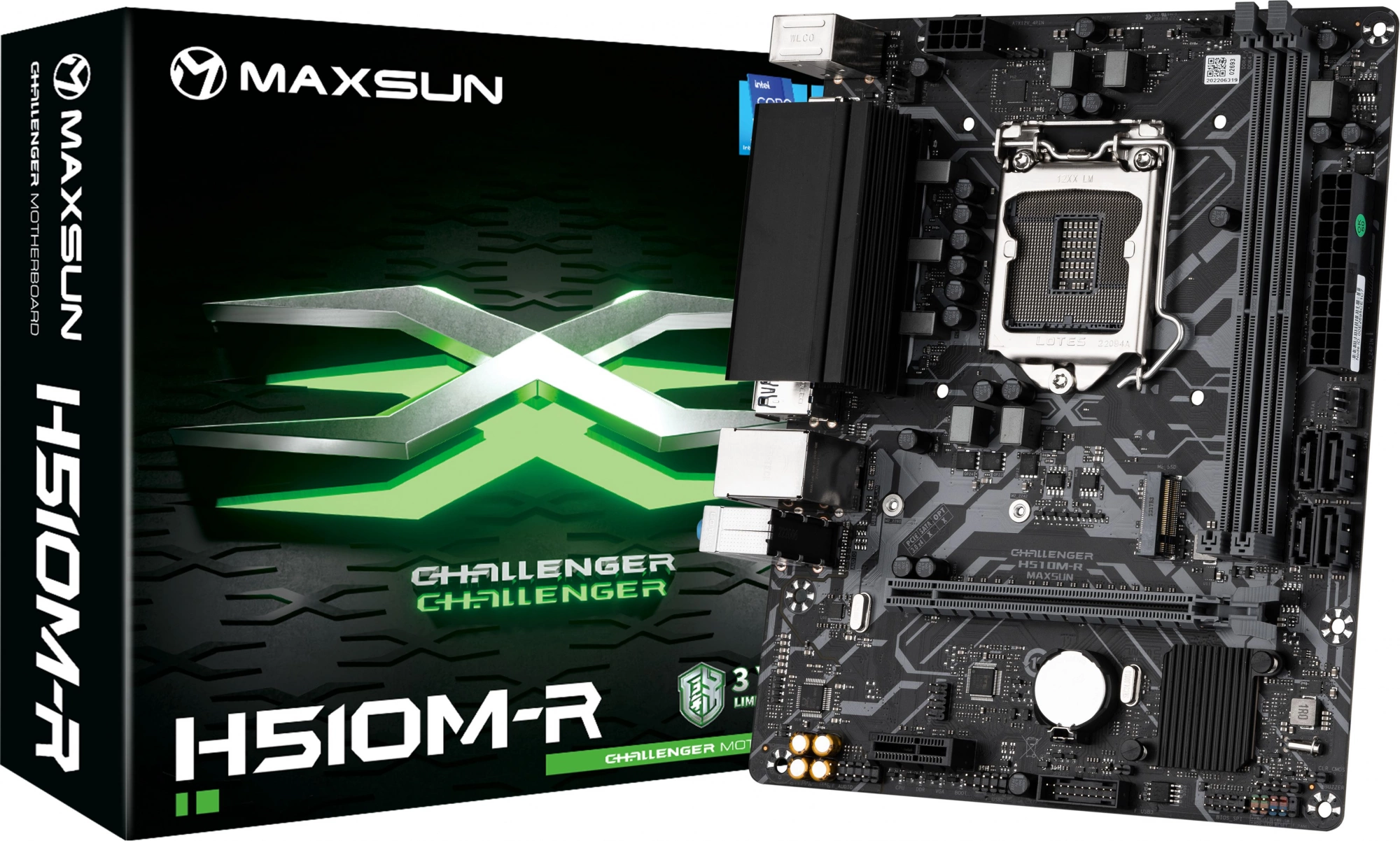 Материнская плата Maxsun Challenger H510M-R Soc-1200 Intel H510 2xDDR4 mATX AC`97 6ch(5.1) GbLAN RAID+VGA+HDMI