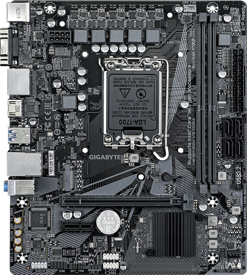 Материнская плата Gigabyte H610M S2H V3 DDR4 Soc-1700 Intel H610 2xDDR4 mATX AC`97 8ch(7.1) GbLAN+VGA+HDMI+DP