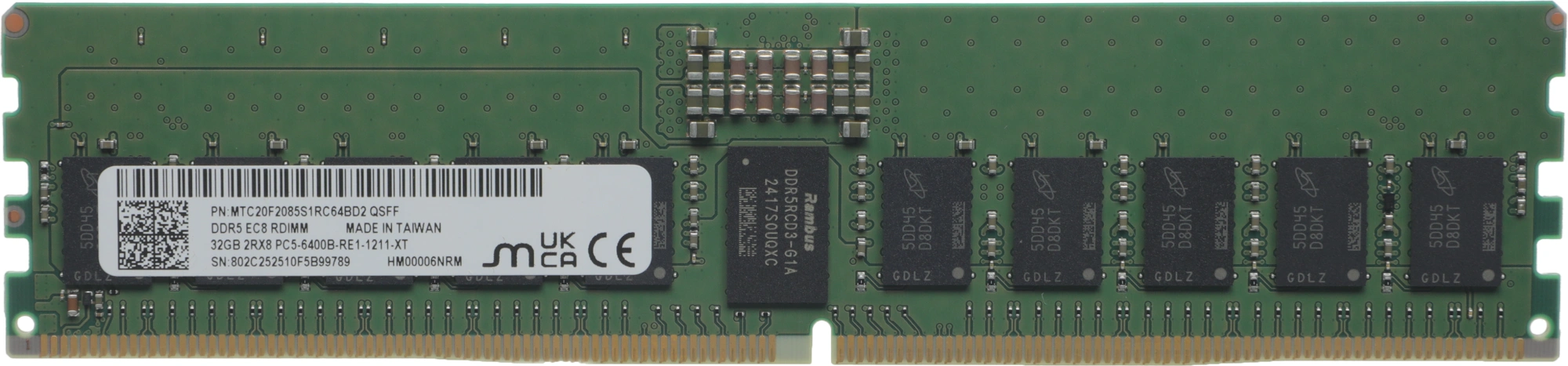 Память DDR5 Crucial MTC20F2085S1RC64BD2 32Gb DIMM ECC Reg PC5-51200 CL52 6400MHz