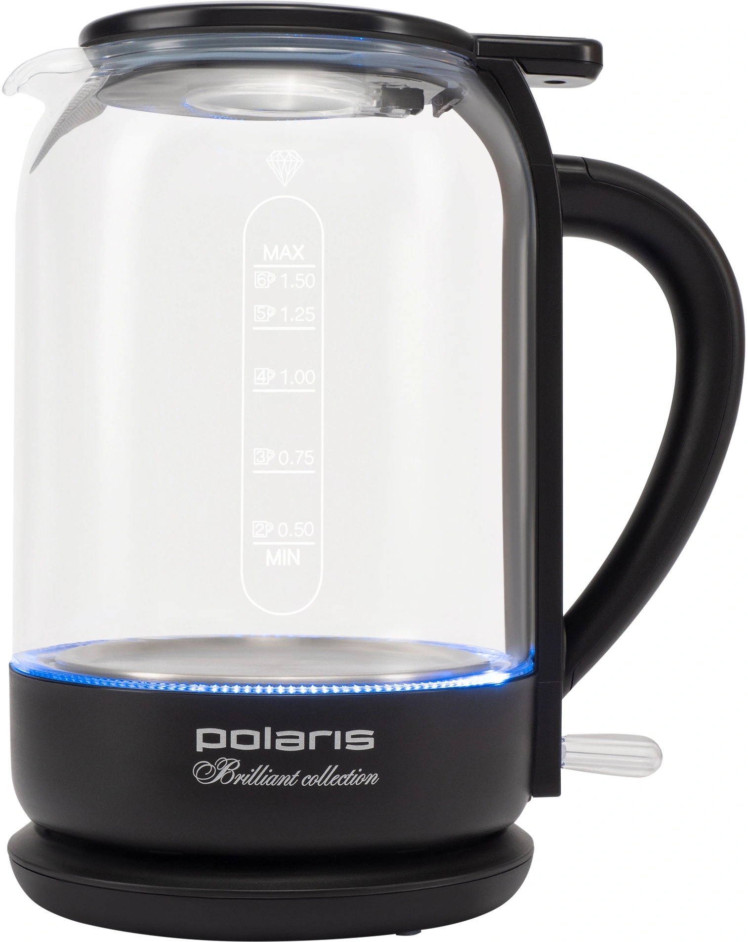Чайник электрический Polaris PWK 1753CGL 1.5л. 1950Вт черный корпус: стекло/пластик