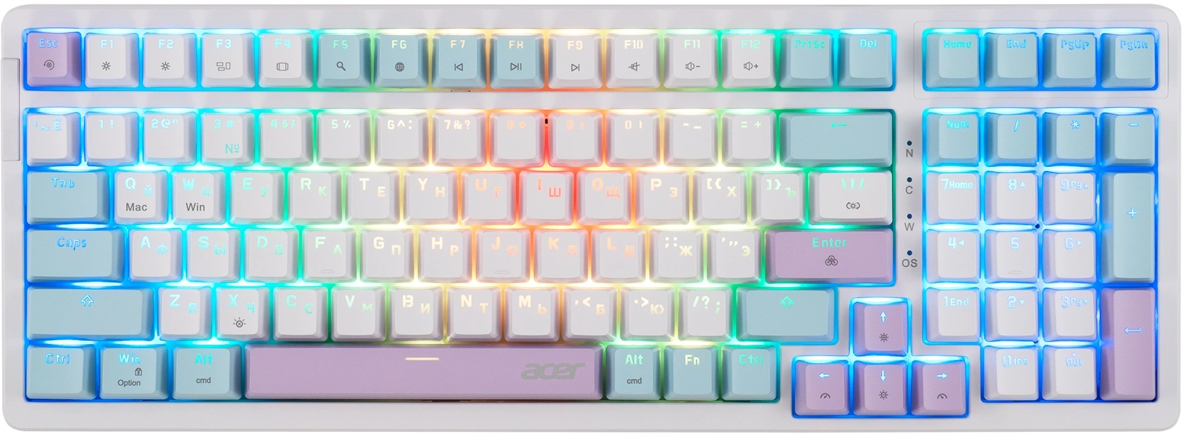 Клавиатура Acer OKW304 механическая белый USB for gamer LED (ZL.KBDCC.01V) кабель 1.8м