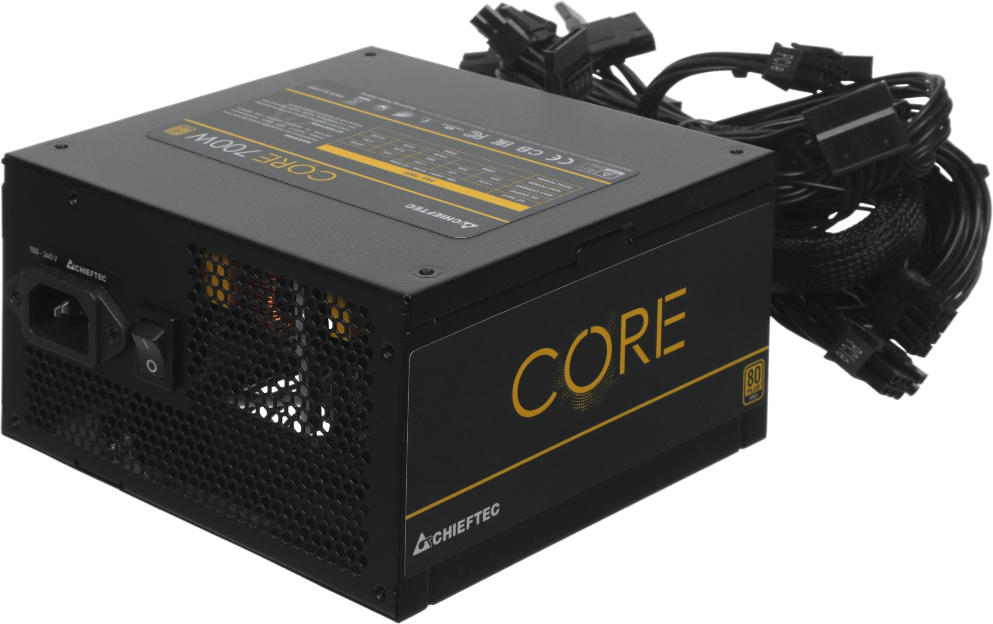Блок питания Chieftec ATX 700W CORE BBS-700S-Bulk 80+ gold (20+4pin) APFC 120mm fan 6xSATA