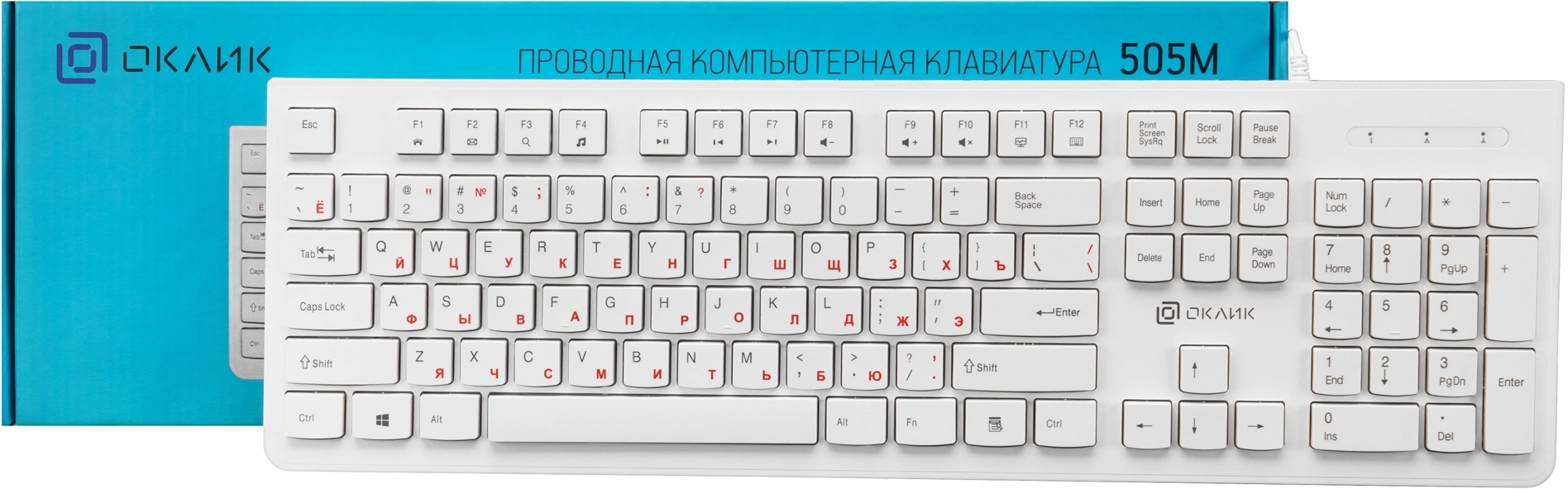 Клавиатура Оклик 505M белый USB slim