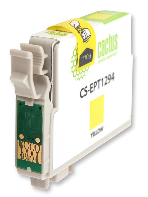Картридж струйный Cactus CS-EPT1294 T1294 желтый (10мл) для Epson B42/BX305/BX305F/BX320/BX525/BX625/SX420/SX425/SX525/SX623 с чипом