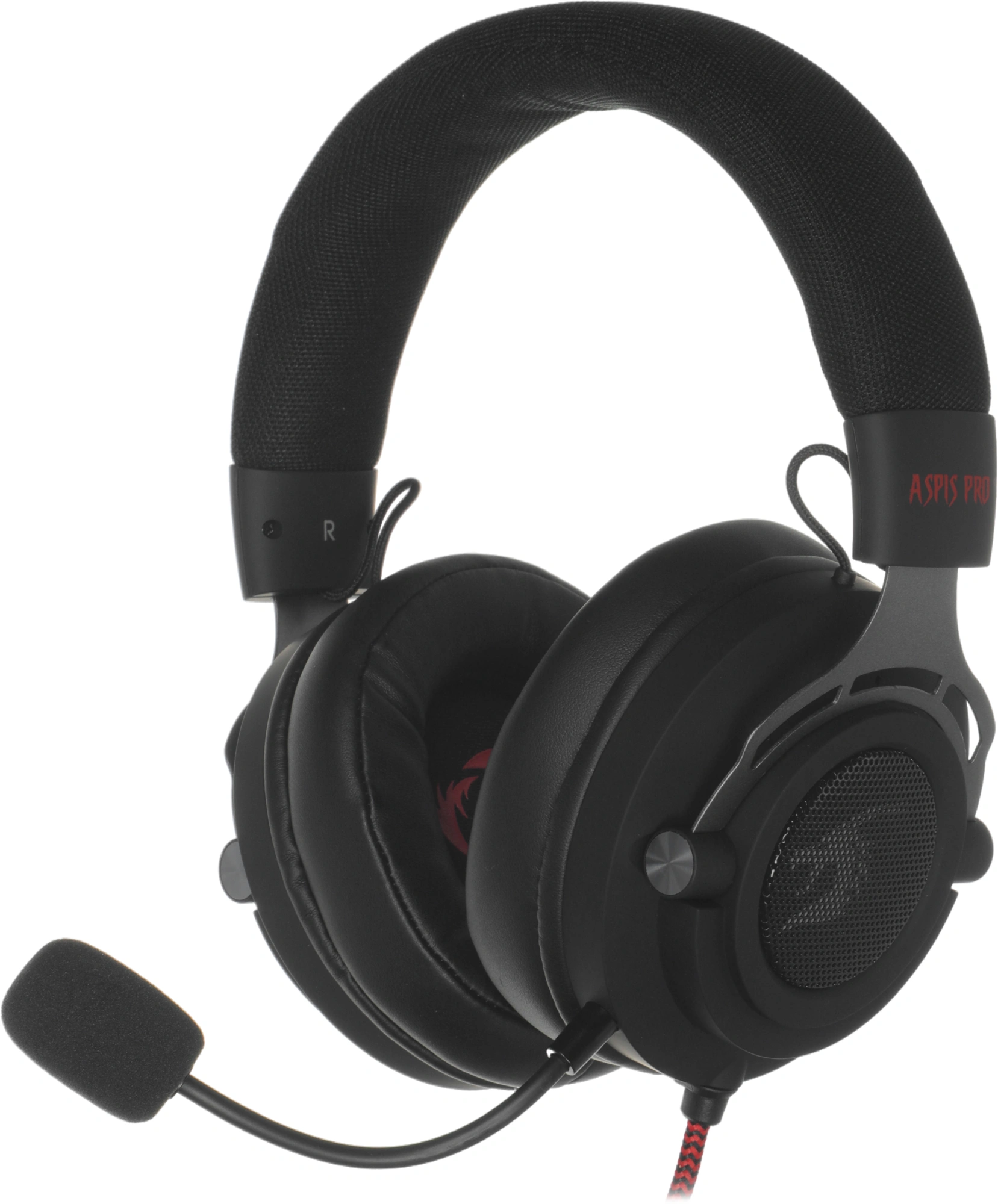 Наушники с микрофоном Defender Aspis Pro черный/красный 2м накладные оголовье (64221)