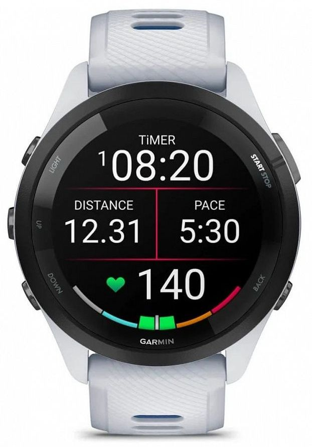 Смарт-часы Garmin Forerunner 265 33мм 1.3" AMOLED корп.черный/белый рем.белый (010-02810-11)