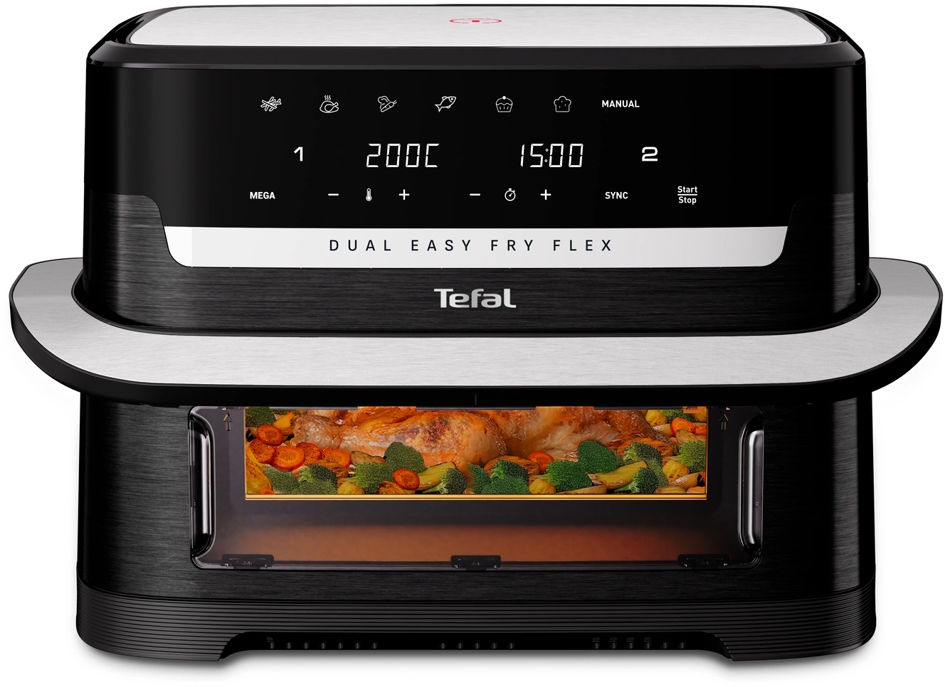 Аэрогриль Tefal Dual Easy Fry Flex EY9228E0 9л 2700Вт черный/серебристый (1510002876)