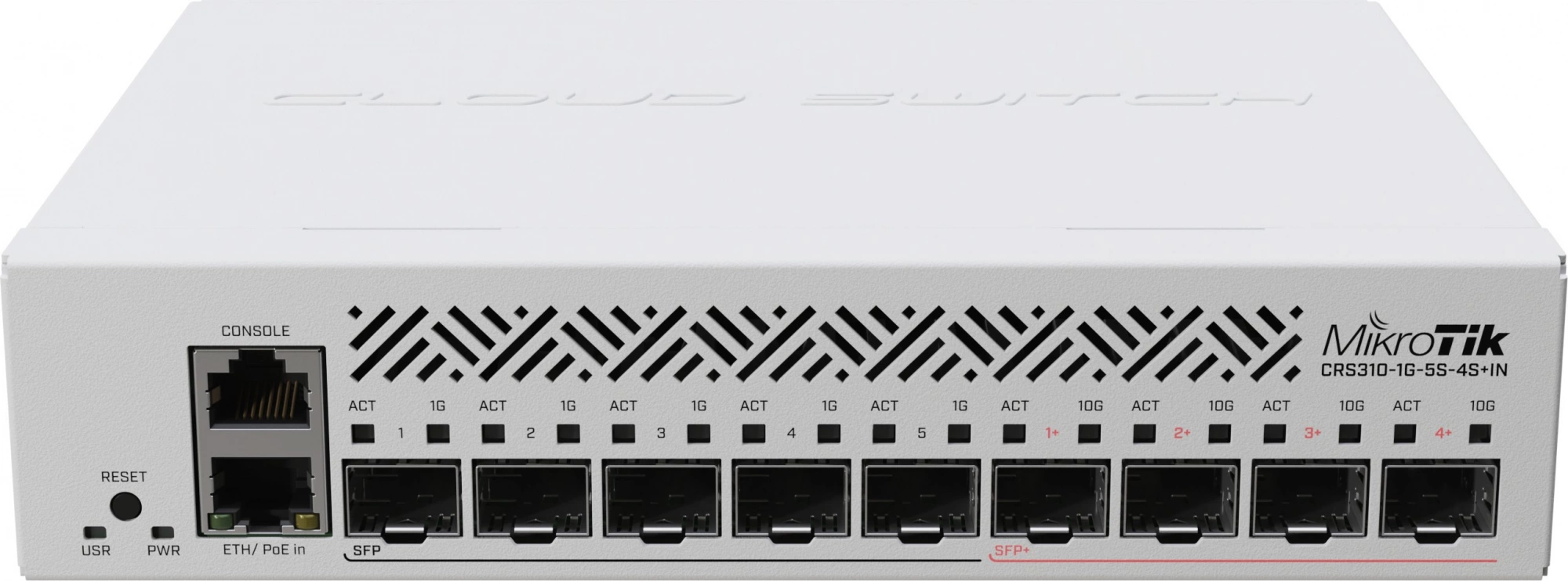 Коммутатор MikroTik CRS310-1G-5S-4S+IN (L3) 6x1Гбит/с 4x10Гбит/с 5SFP 4SFP+ 1PoE управляемый