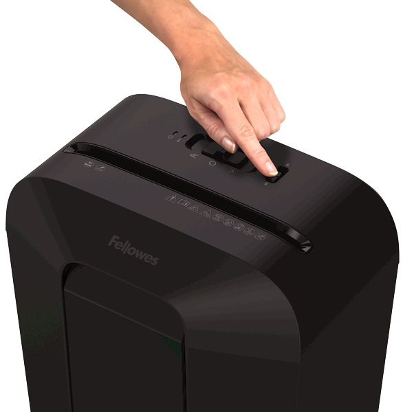 Шредер Fellowes PowerShred LX41 черный (секр.P-4) фрагменты 8лист. 17лтр. скрепки скобы пл.карты