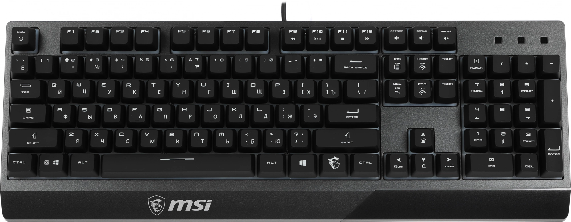 Клавиатура MSI GK30 RU черный USB Multimedia for gamer LED (подставка для запястий) (S11-04RU236-CLA) кабель 1.8м