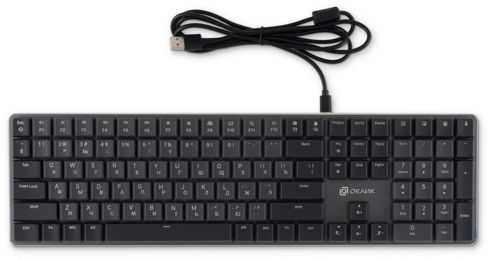 Клавиатура Оклик K953X механическая черный/серый USB Multimedia LED (1901086)