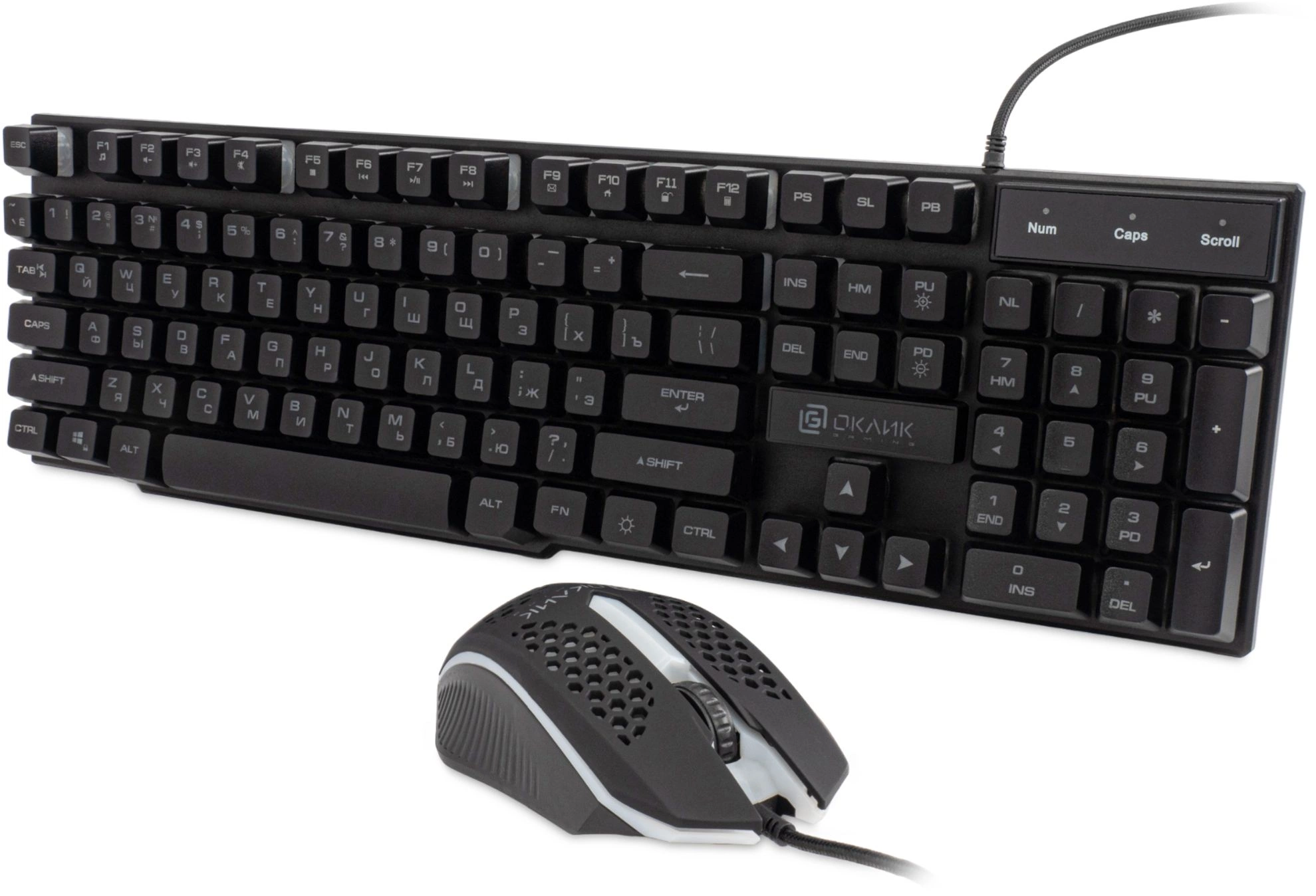 Клавиатура + мышь Оклик 400GMK клав:черный мышь:черный USB LED (1546779)