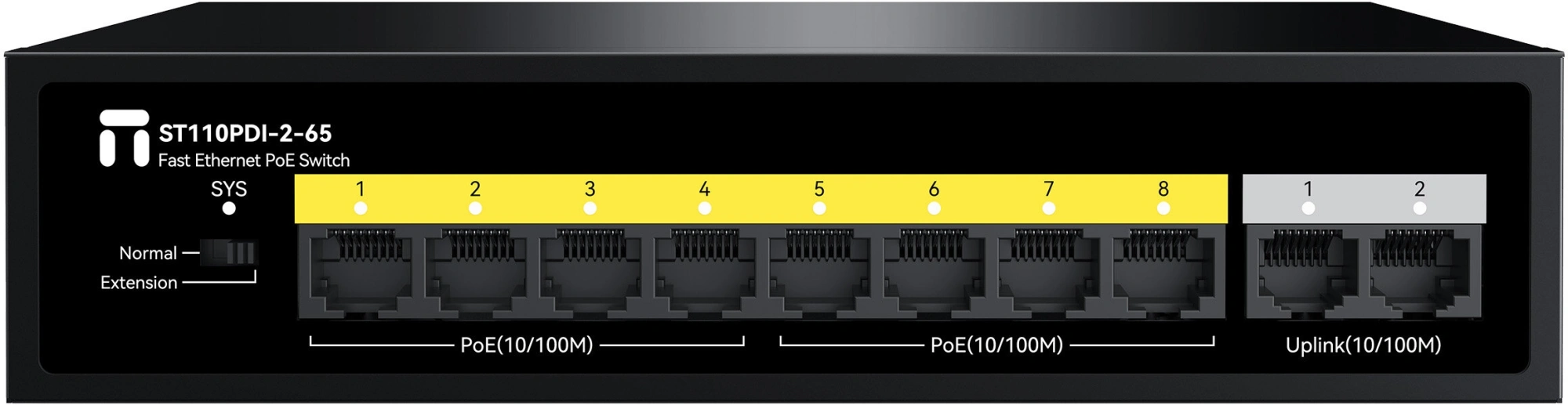 Коммутатор Netis ST110PDI-2-65 10x100Мбит/с 8PoE неуправляемый