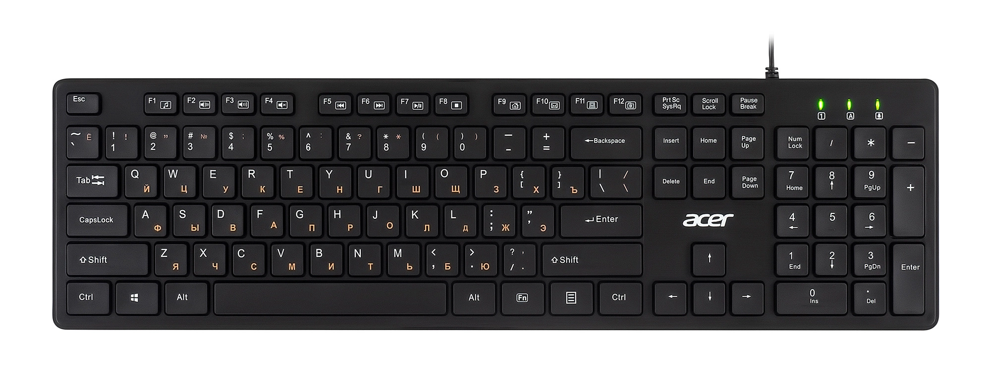 Клавиатура Acer OKW122 черный USB Multimedia (ZL.KBDEE.00C) кабель 1.5м