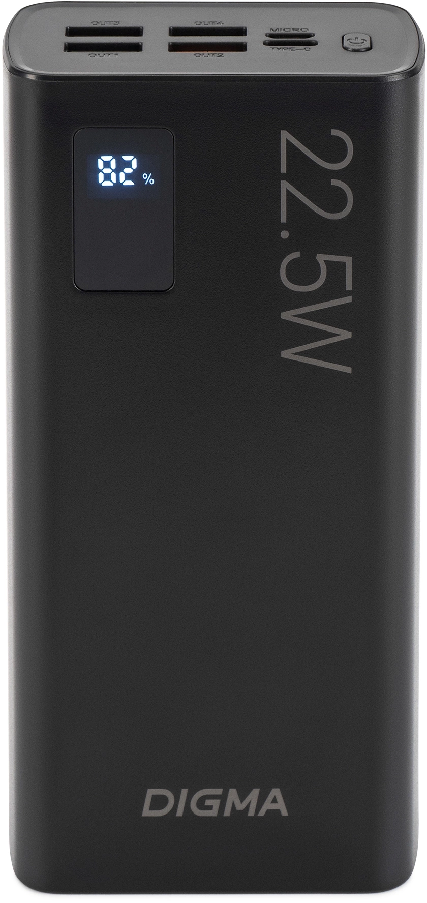 Мобильный аккумулятор Digma DGPF30A 30000mAh QC3.0/PD3.0 22.5W 3A 4xUSB-A/USB-C черный (DGPF30A22ABK)