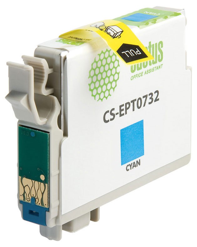 Картридж струйный Cactus CS-EPT0732 T0732 голубой (11.4мл) для Epson Stylus С79/C110/СХ3900/CX4900/CX5900/CX7300/CX8300/CX9300 с чипом