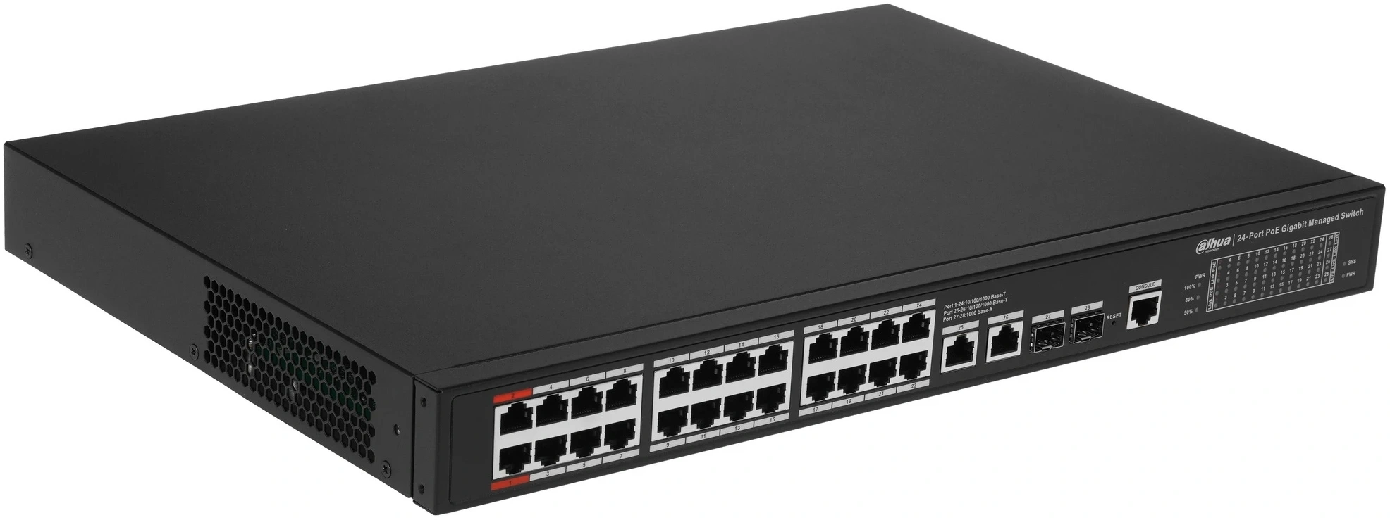 Коммутатор Dahua DH-S4228-24GT-240 (L2) 28x1Гбит/с 2SFP 24PoE 240W управляемый