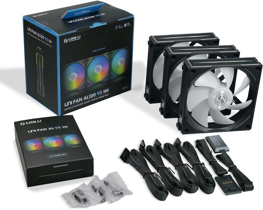 Вентилятор для корпуса Lian-Li Uni Fan ALV2 120 V2 ARGB 120х120x28 черный 7-pin 28.7дБ (упак.:3шт) (G99.12ALV23B.00) Ret