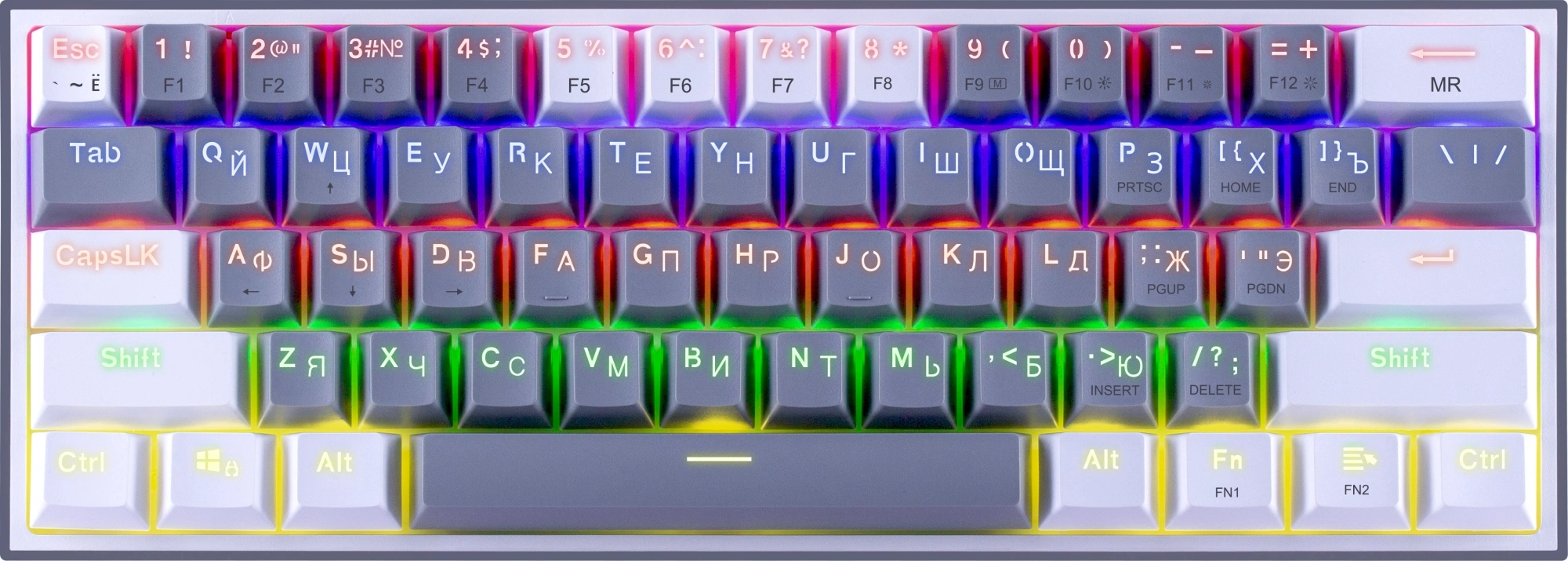 Клавиатура Redragon Fizz механическая белый/серый USB Multimedia for gamer LED (72602) кабель 1.8м