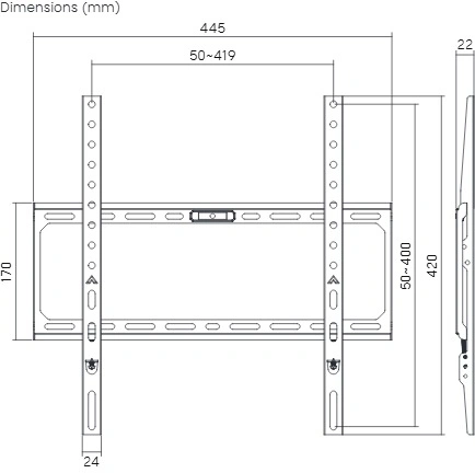Кронштейн для телевизора Ultramounts UM822 черный 32"-75" макс.45кг настенный фиксированный