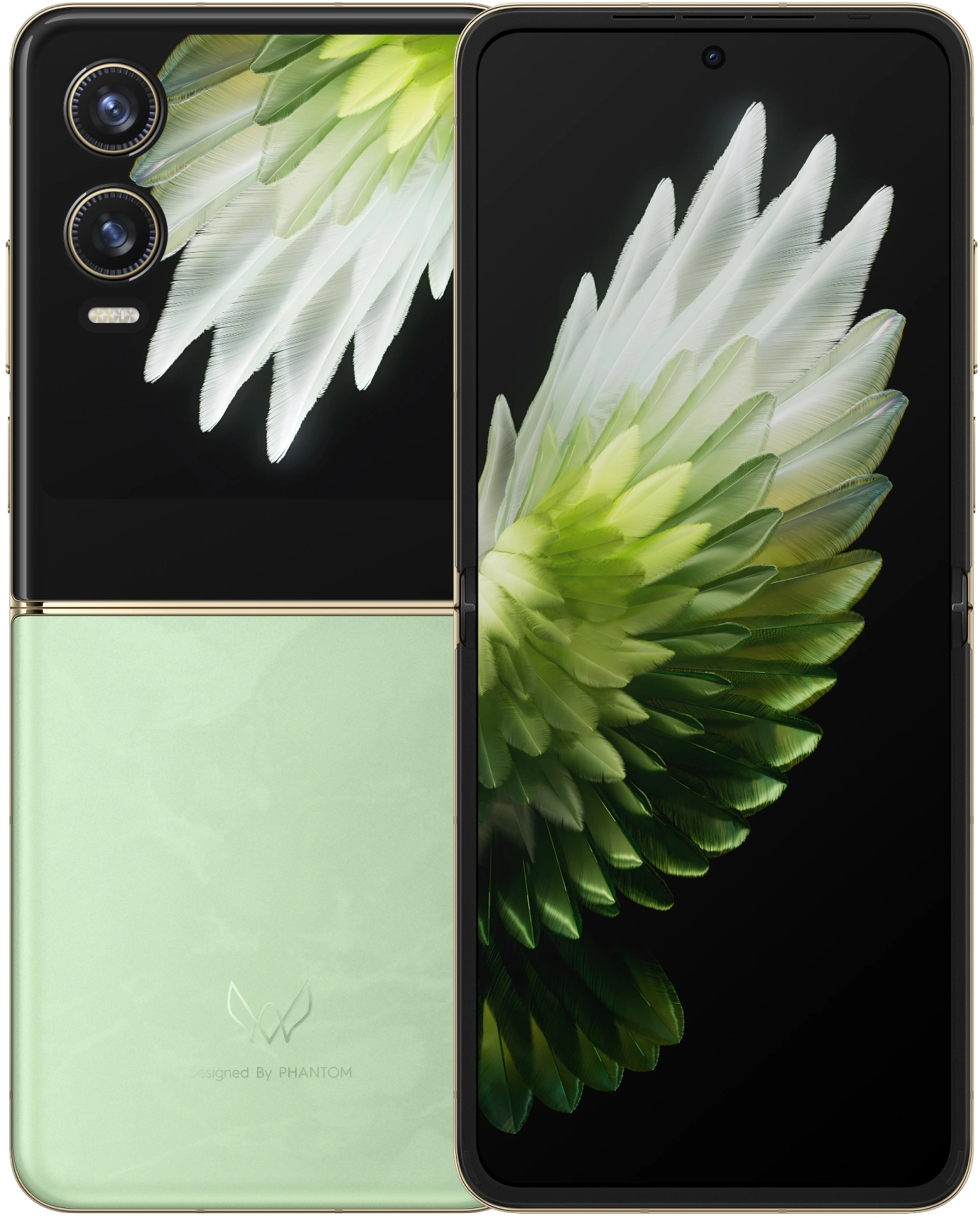 Смартфон Tecno AE11 Phantom V Flip2 5G 256Gb 8Gb зеленый раскладной 3G 4G 2Sim 6.9" 1080x2640 Android 14 50Mpix 802.11 a/b/g/n/ac/ax NFC GPS GSM900/1800 GSM1900 Protect FM A-GPS