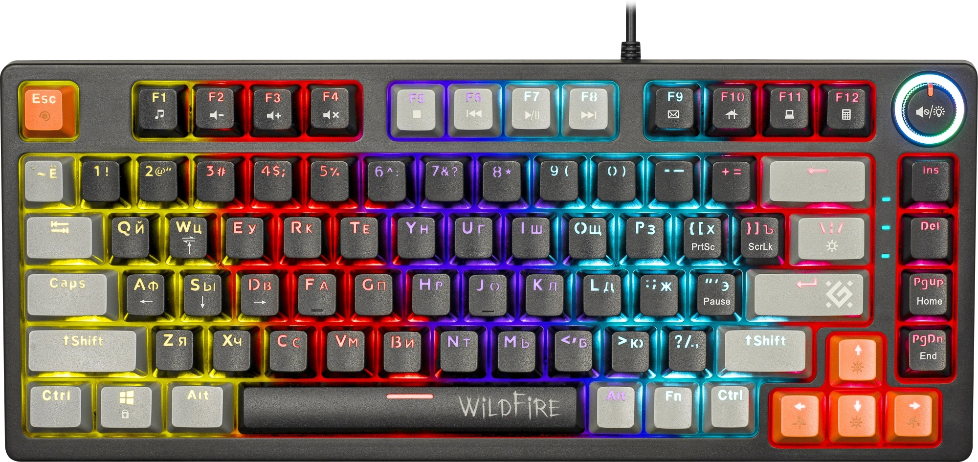 Клавиатура Defender Wildfire GK-213 механическая черный/серый USB Multimedia for gamer LED (45213) кабель 1.5м