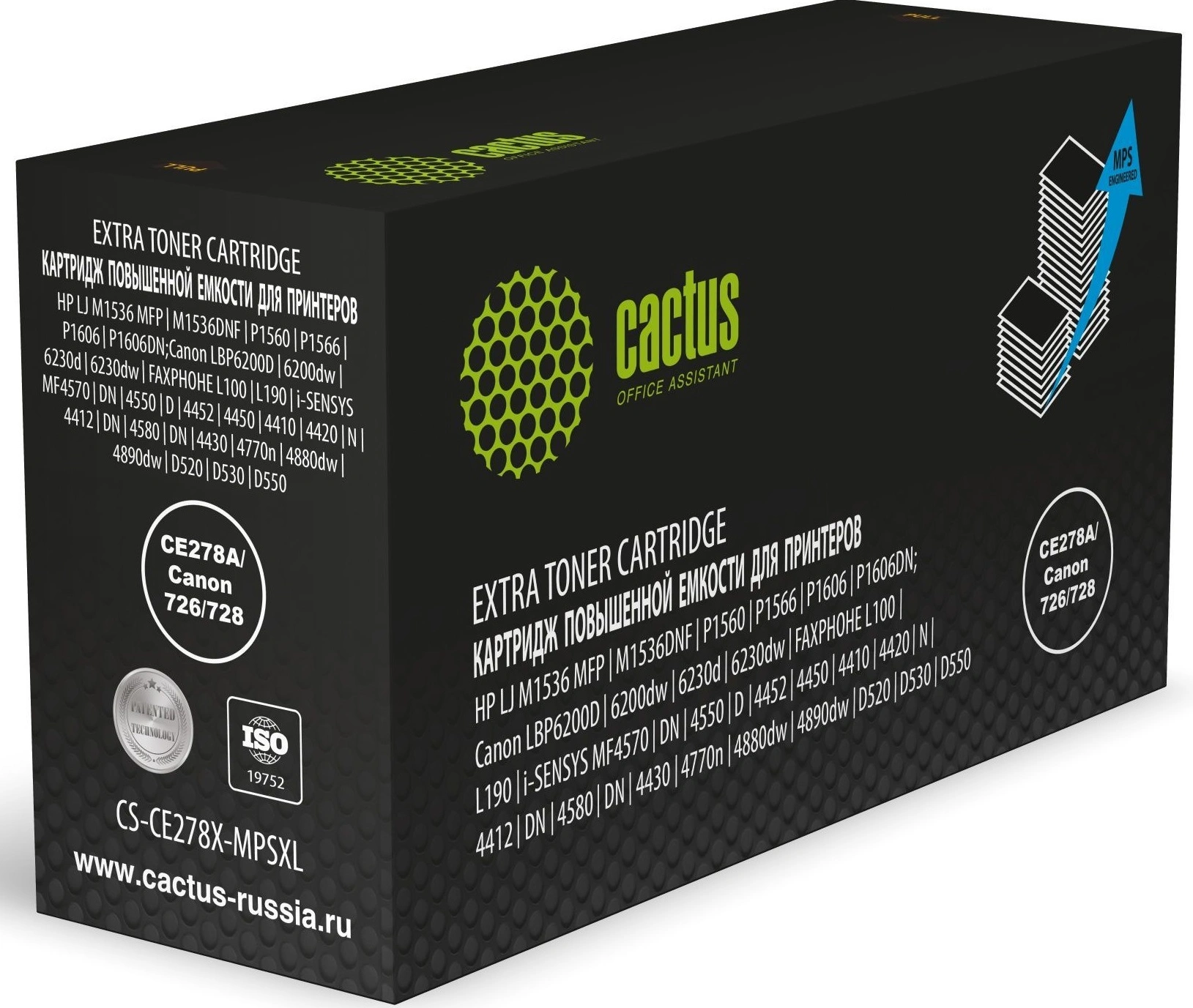 Картридж лазерный Cactus CS-CE278X-MPSXL CE278A/Canon 726/728 черный (8000стр.) для HP J M1536 MFP/M1536DNF/P1560/P1566/P1606/P1606DN; Canon LBP6200D/6200dw/6230d/6230dw/FAXPHOHE L100/L190, i-SENSYS MF4570/DN/4550/D/4452/4450/4410/4420/N/4412/DN/4580/DN/4