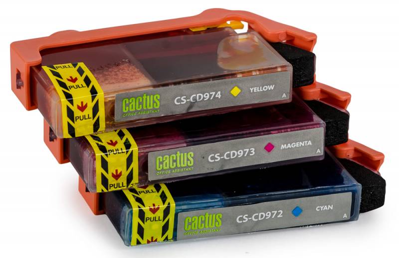 Картридж струйный Cactus CS-CD972/3/4 №920XL голубой/желтый/пурпурный набор (43.8мл) для HP DJ 6000/6500/7000/7500 с чипом