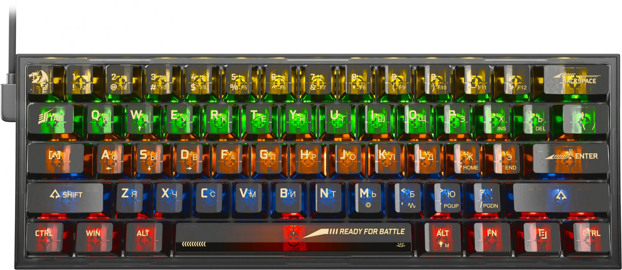 Клавиатура Redragon Fizz механическая прозрачный/черный USB Multimedia for gamer LED (71737) кабель 1.8м