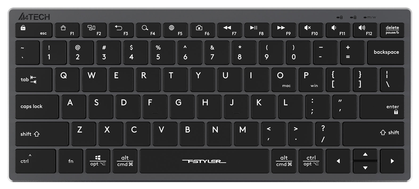 Клавиатура A4Tech FX51 серый USB slim Multimedia (FX51 GREY) кабель 1.5м