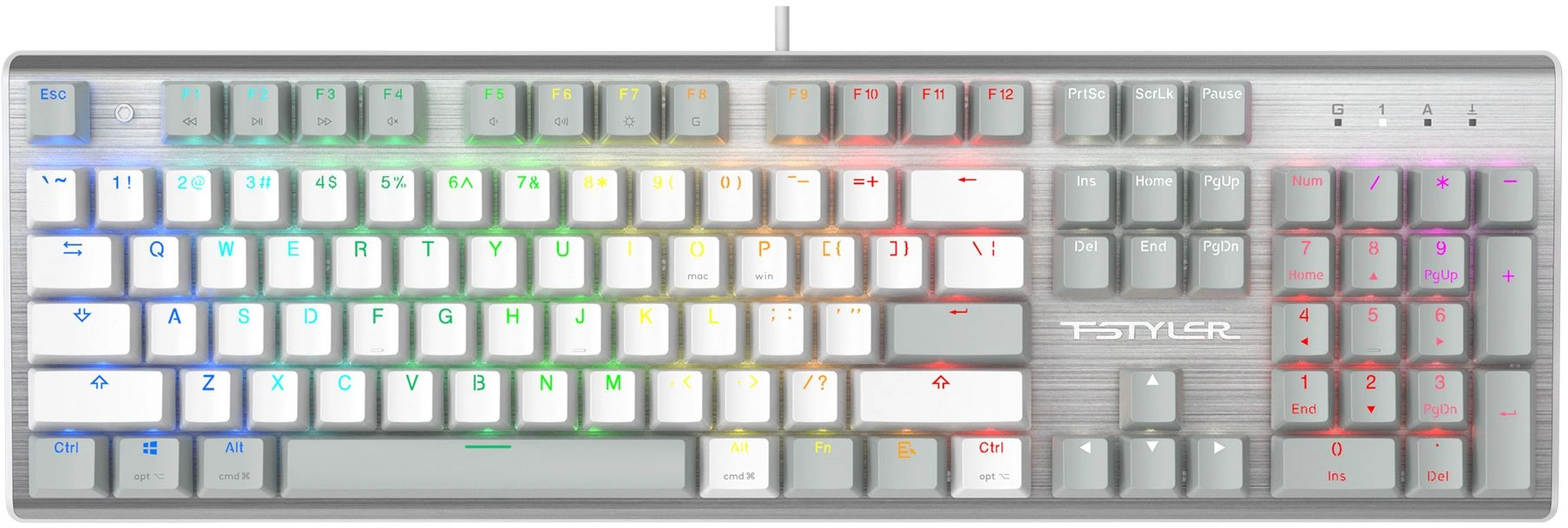 Клавиатура A4Tech FS100 механическая серый USB for gamer LED кабель 1.8м