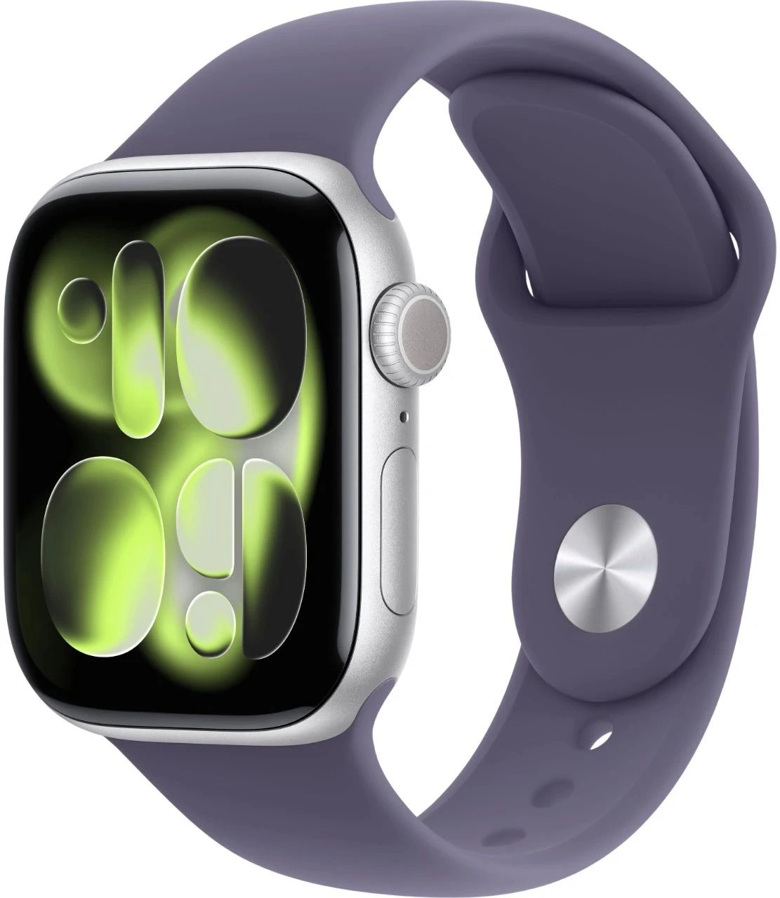 Смарт-часы Apple Watch Series 11 A3331 42мм OLED корп.серебристый Sport Band рем.фиолетовый разм.брасл.:S/M (MEU64LW/A)
