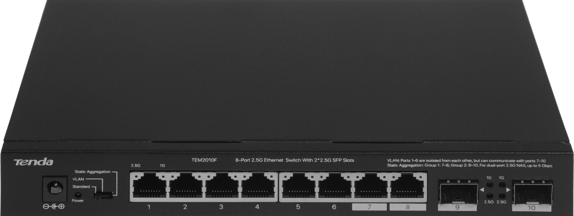 Коммутатор Tenda TEM2010F (L2) 8x2.5Гбит/с 2SFP неуправляемый