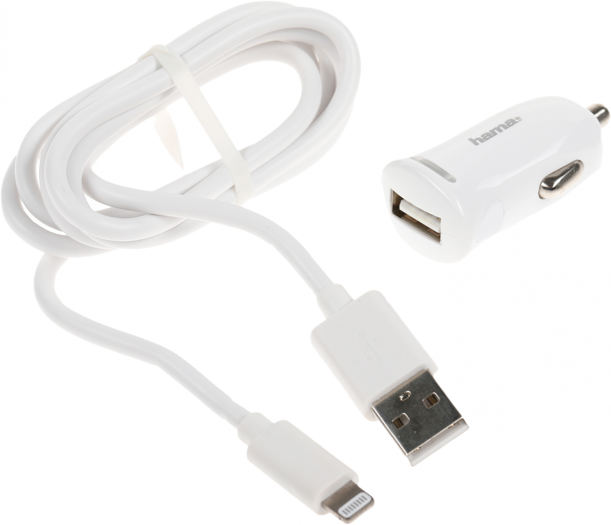 Автомобильное зар./устр. Hama H-183266 12W 2.4A USB для Apple белый (00183266)