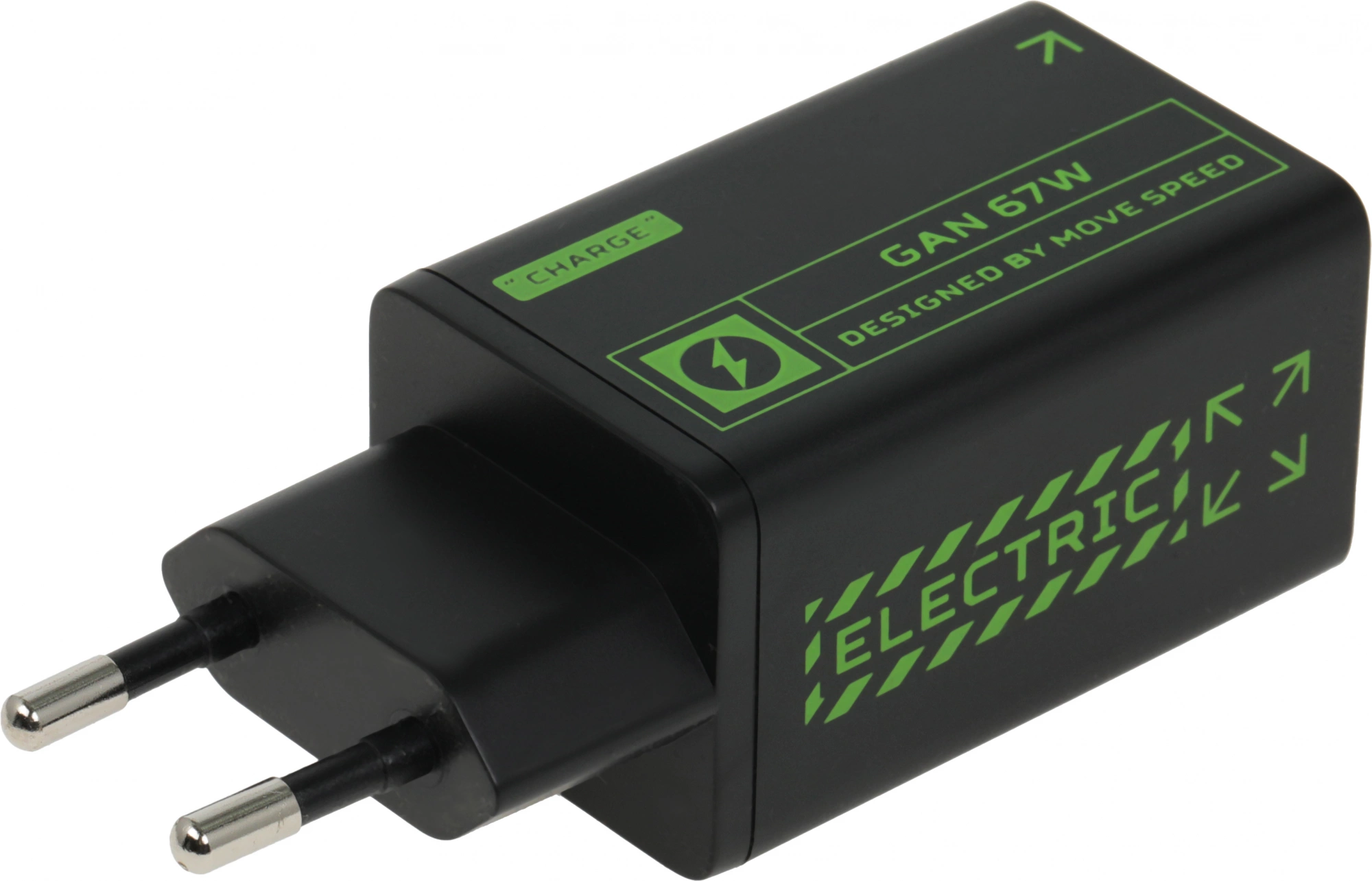 Сетевое зар./устр. Movespeed Pro AC67 67W 3A (PD+QC+AFC) USB/2xUSB Type-C универсальное черный/зеленый